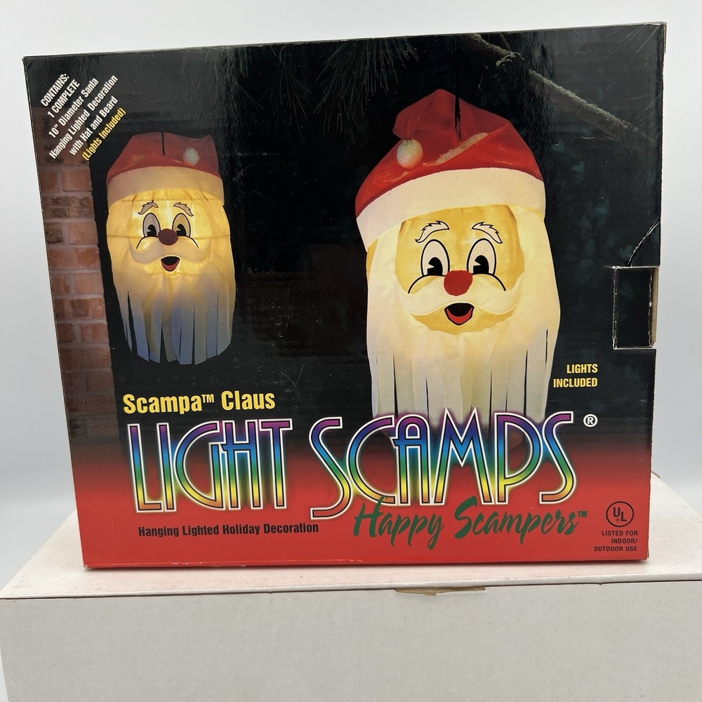 Light Scamps Outdoor Christmas Scampa Claus Hanging Lights Vintage New‎ In Box